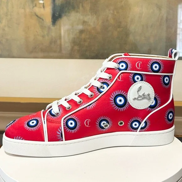 👞 CHRISTIAN LOUBOUTIN Satin Nappa Loubi Eye Louis Orlato Flat Sneakers Size: 41 - Picture 5 of 11